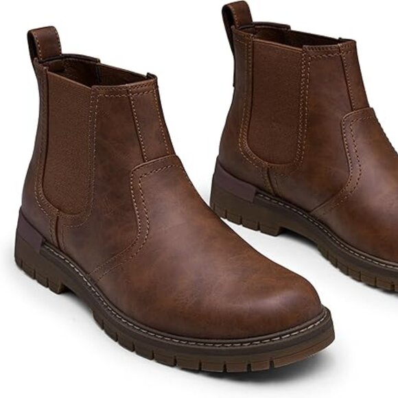 NEW! Chelsea Boots Men Lightweight Mens Boots Classic Slip On Boot-BROWN